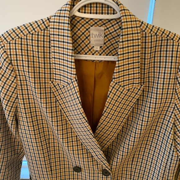 Twik women’s yellow black gingham blazer size Large - Picture 4 of 11